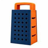 Graterhead navy blue and orange foam cheese grater hat with oversized holes and handle