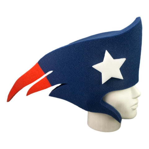 New England Patriots Hat foam NFL fan hat right side view with star and red tail