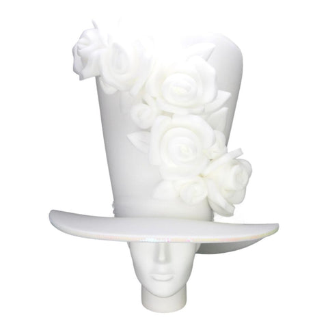 White Roses Bride Hat - Foam Party Hats Inc