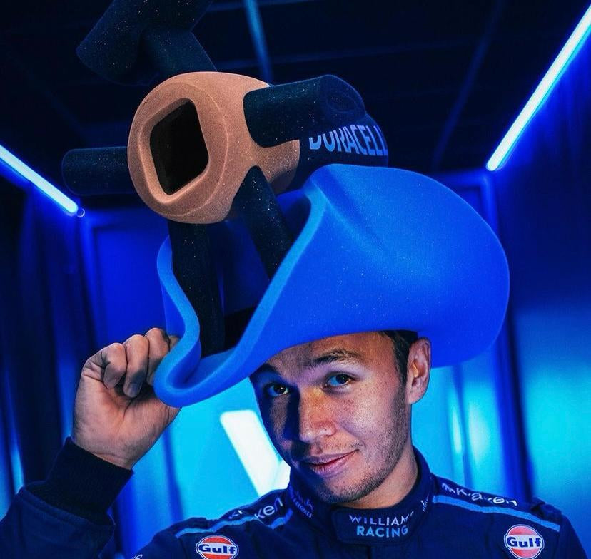 Custom foam cowboy hat with foam Duracell battery atop