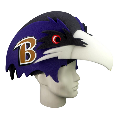 Baltimore Ravens Hat foam NFL fan hat right side view with purple crest and B logo