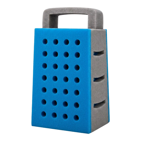 Graterhead light blue and gray foam cheese grater hat with oversized holes and handle