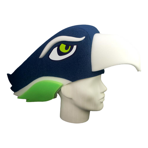 Seattle Seahawks Hat foam NFL fan hat right side view with green eye and white beak