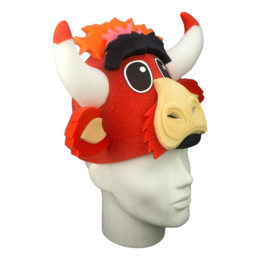 Benny the Bull custom foam mascot hat for the Chicago Bulls, angled view