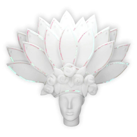 White Flowers & Feathers Crown - Foam Party Hats Inc