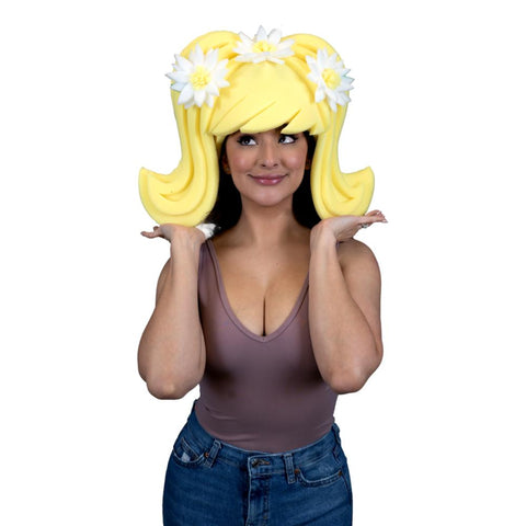 Simple Wig with Daisies - Foam Party Hats Inc