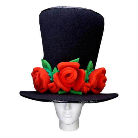 Red Roses Black Bride Hat - Foam Party Hats Inc